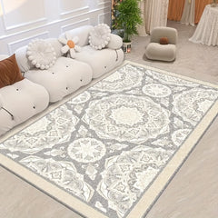 Vintage Geometric Faux Cashmere Area Rug Soft Fluffy Stain Resistant