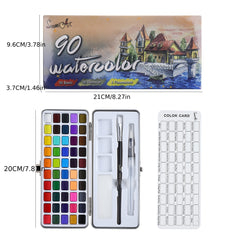 50 90 Colors Watercolor Paint Set Metal Box Pigments Watercolor Paper Supplies