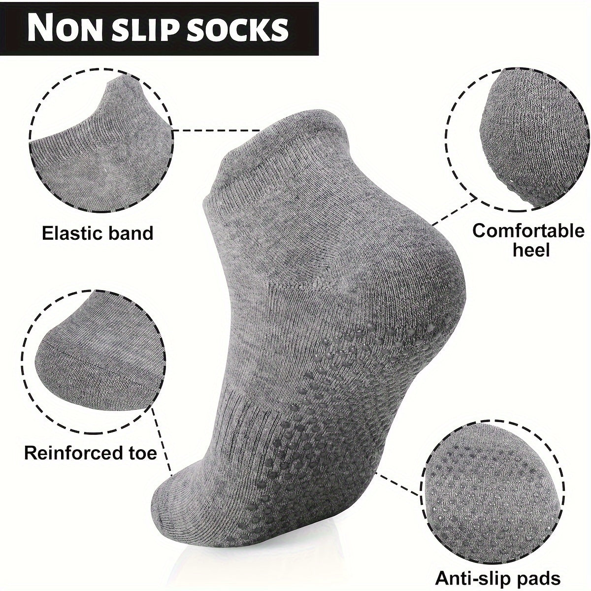 Breathable Non-slip Yoga Socks w/ Extra Grips for Barre Ballet Pilates Fitness