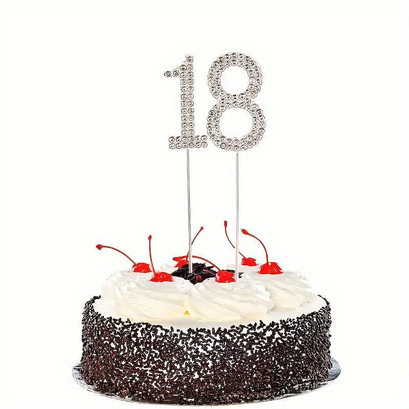 10pcs Number Shaped Cake Plug In Birthday Decoration Rhinestone Cake Accessories
