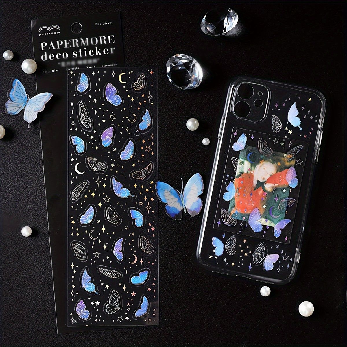 Star Moon Night Series Bronzing PET Sticker 1 Sheet