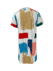 Colorful Graffiti Print Lounge Dress Crew Neck Tank Home Dress