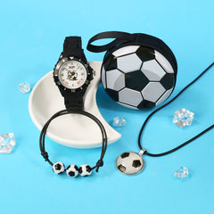 4pcs Boys Quartz Watch Set European and American Sport Style Soccer Wristwatch