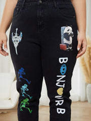 High Stretch Graphic Print Jeans