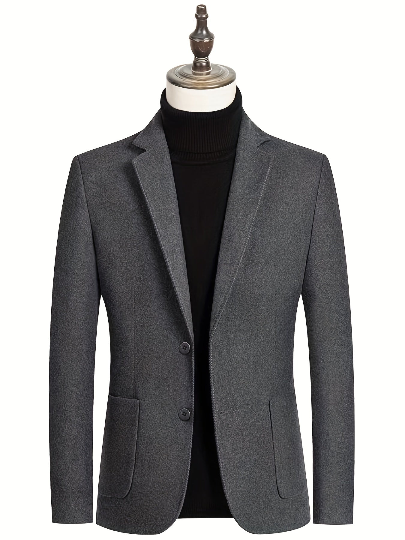 Men's Woolen Blazer Solid Lapel Sports Coat Spring Fall Business
