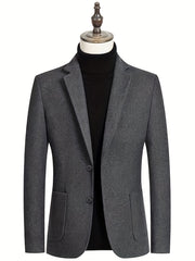 Men's Woolen Blazer Solid Lapel Sports Coat Spring Fall Business