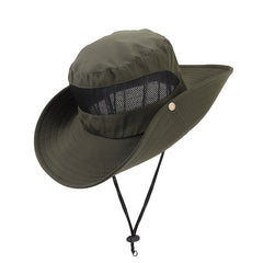 Summer Hollow Men's Windproof Bucket Hat Outdoor Sunshade Breathable Mesh