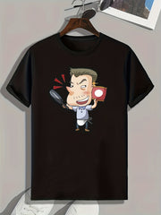Cartoon Boy Print Men's T-shirt for Summer