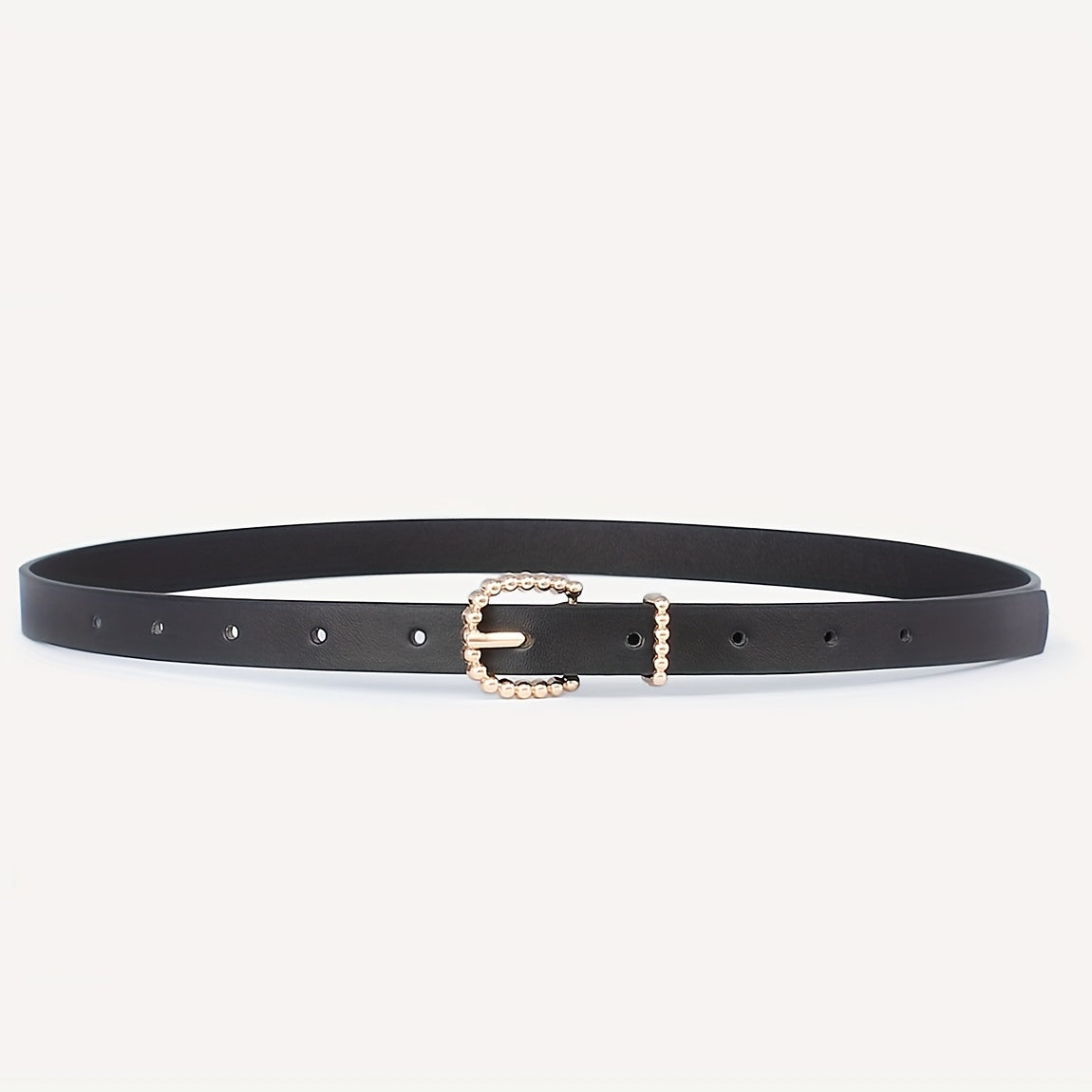 3pcs Set Golden Beaded Buckle Belt PU Leather Waist Belt for Women