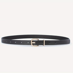 3pcs Set Golden Beaded Buckle Belt PU Leather Waist Belt for Women