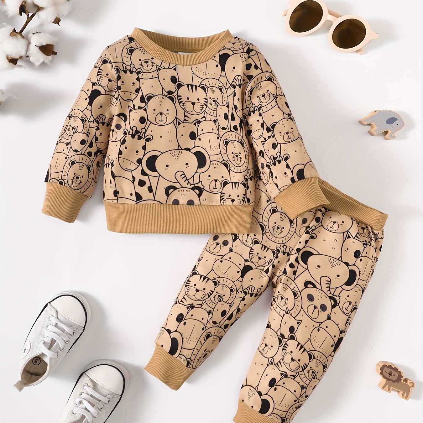 Toddler Baby Spring Animal Set Long-sleeved Sweatshirt & Pants 2pcs