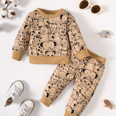 Toddler Baby Spring Animal Set Long-sleeved Sweatshirt & Pants 2pcs