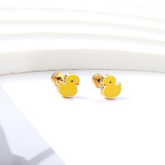 Cute Mini Crab Yellow Duck Pig Stud Earrings Set for Kids