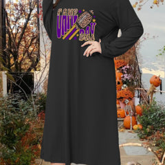 Leopard Rugby & Letter Print Long Sleeve Tee Sleep Dress