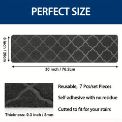 7pcs Stair Treads Non Slip Carpet Tape Set Self Adhesive Indoor Stair Runner Rug