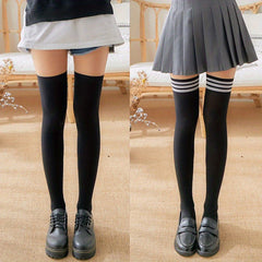 Solid Thigh High Socks All-match Over The Knee Stockings