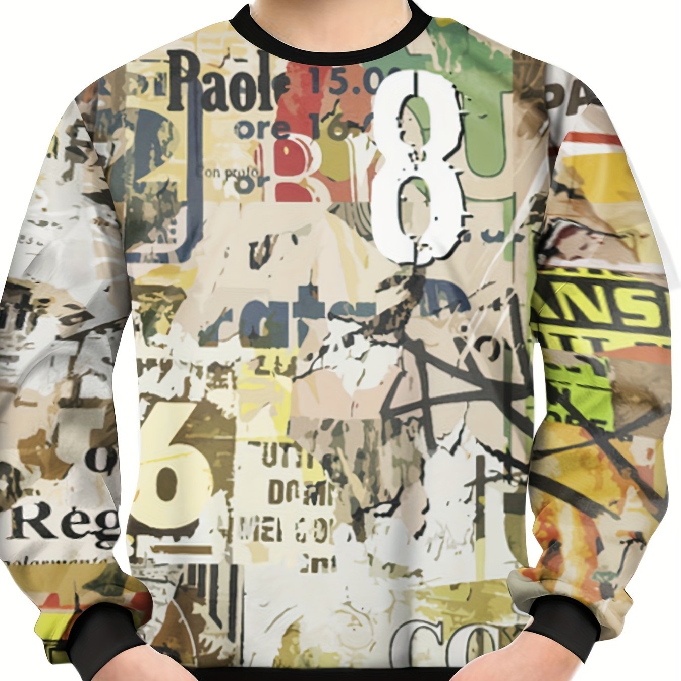 Street Style Pattern Sweatshirt For Kids Pullover Long Sleeve Top