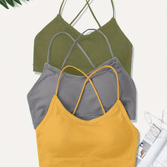 3 Pcs Girls Crisscross Back Sports Bras for 10-14 Years Old