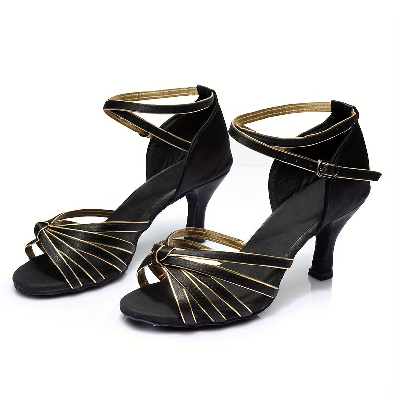 Women's Latin Dance Shoes Peep Toe Stiletto Heeled Sandals