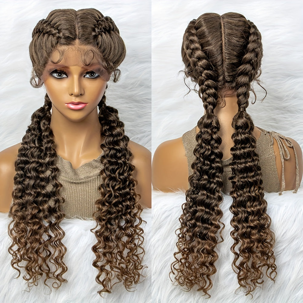 Long Box Braided Lace Front Wig with Baby Hair for Women
