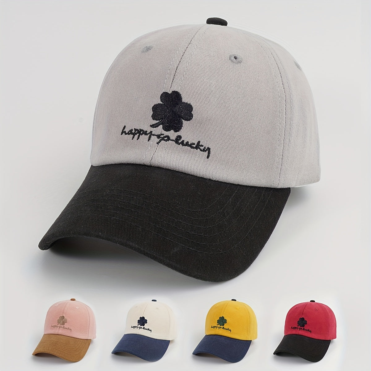 Lucky Clover Embroidery Baseball Cap Unisex Adjustable Sun Hat