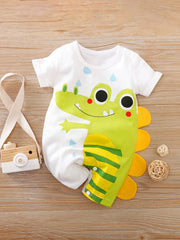 Baby Boy's Cotton Jumpsuit Crocodile Print