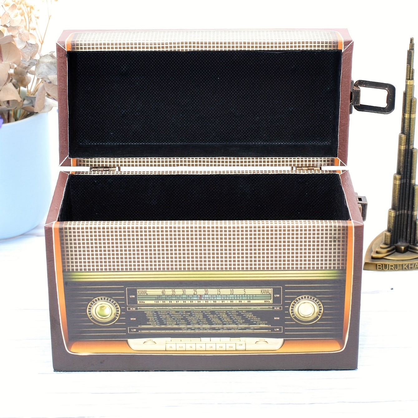 Vintage Radio Shaped Wooden PU Storage Box
