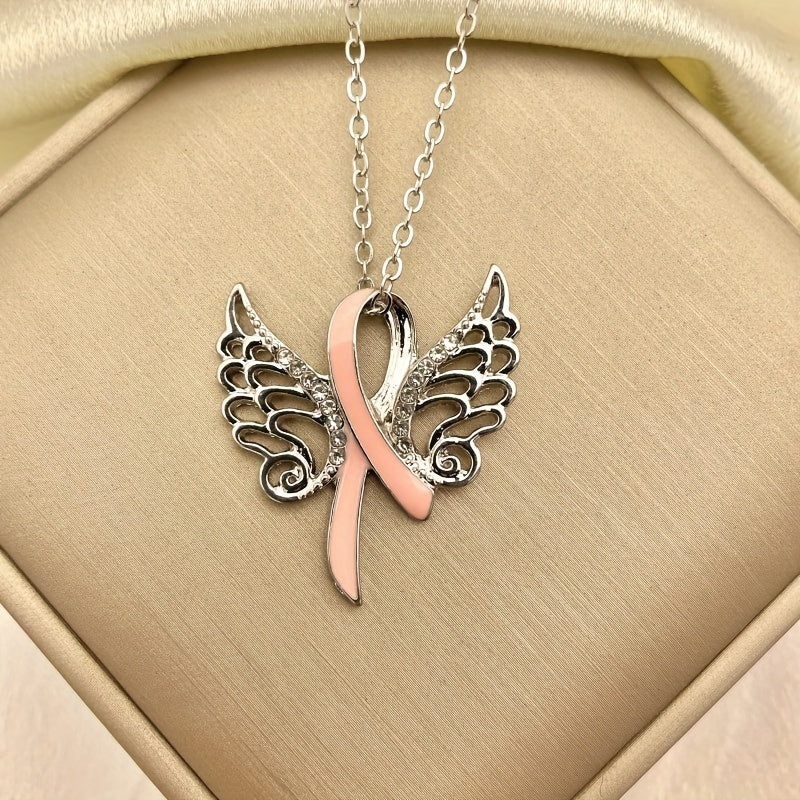 Rhinestone Wings Knot Pendant Necklace for Girls