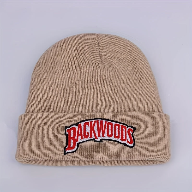 Letter Embroidery Beanie Unisex Warm Elastic Casual Skull Cap