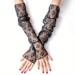 Breathable Fingerless Gloves UV Protection Sleeves For Women