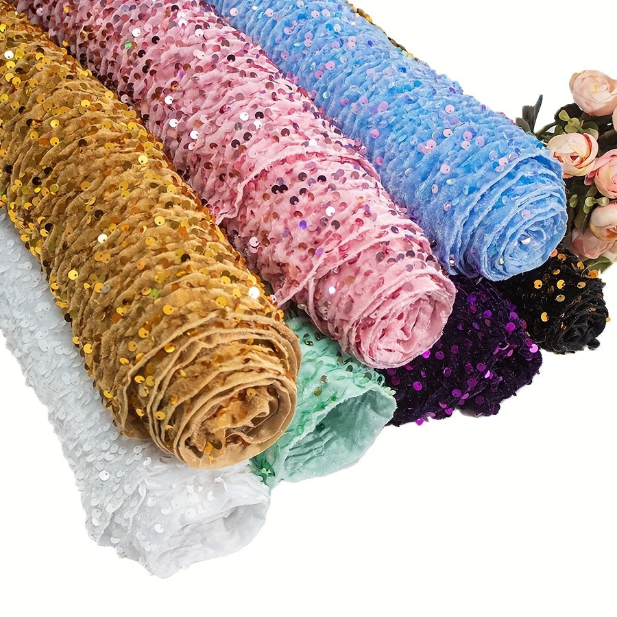 Velvet Sequin Fabric for DIY Sewing Table Runner Curtain Wedding Dress