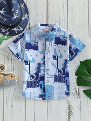 Boys Letter Pattern Short Sleeves Shirt
