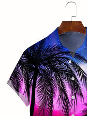 Sunset Beach Print Men's Hawaiian Shirt for Vacation