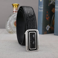 Men's Crocodile Pattern Cowhide Belt with Stainless Steel Buckle