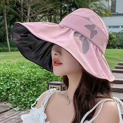 Butterfly Printed Ponytail Visor Hat UV Protection Sun Hat For Women