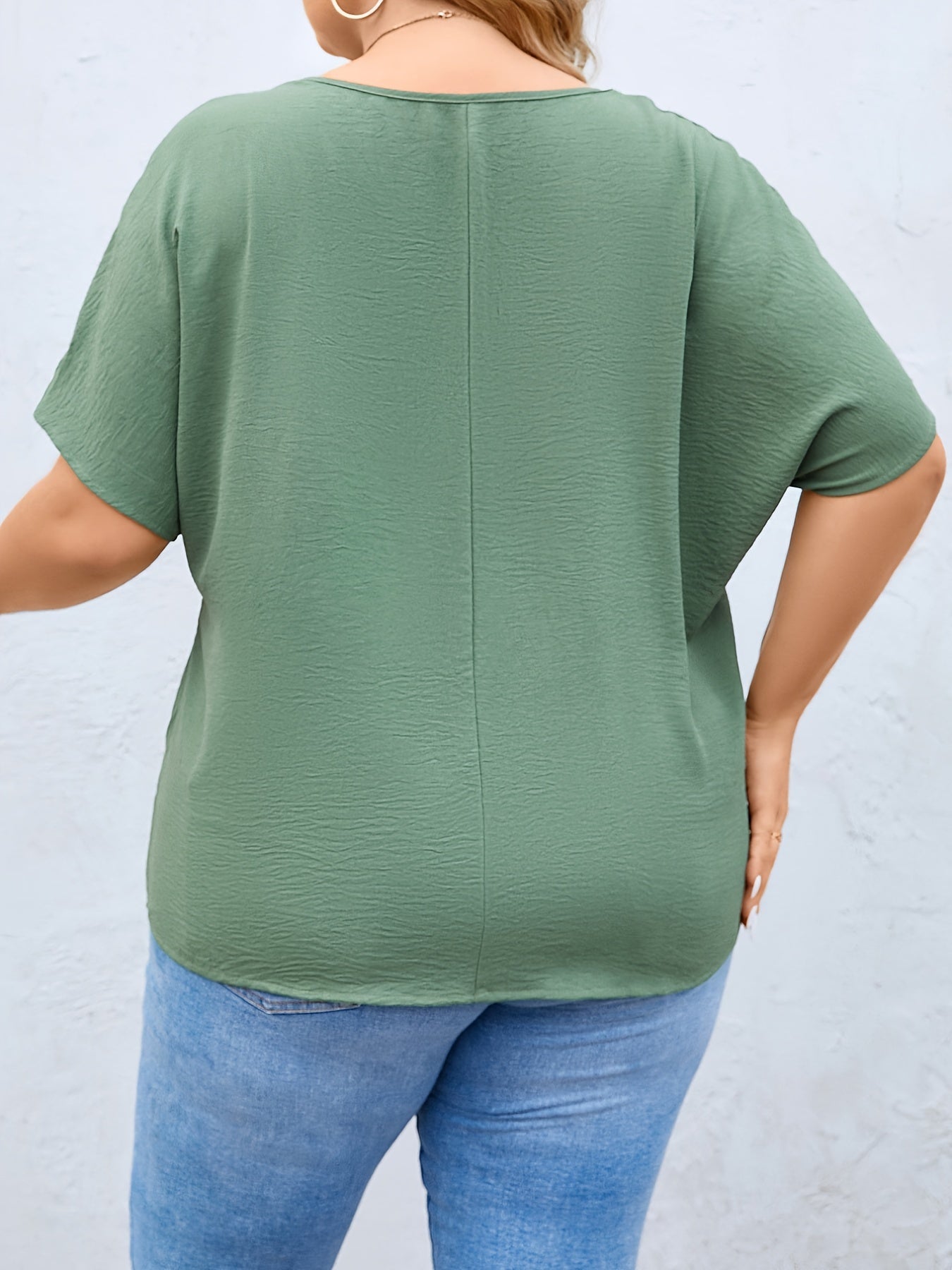 Solid Short Sleeve Casual Blouse