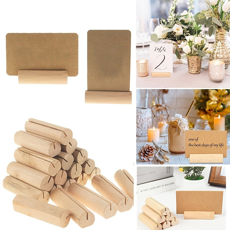 20pcs Wedding Party Table Number Name Sign Wooden Business Card Holder