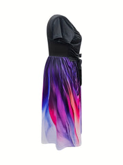Women's Ombre Print Wrap Summer Dress