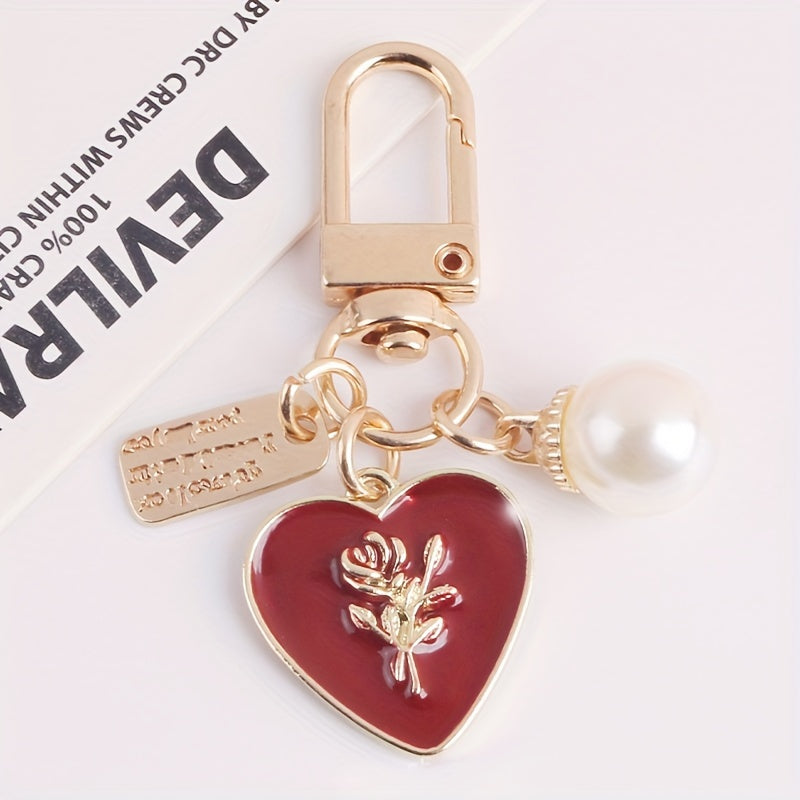 Rose Flower Tassel Keychain Purse Bag Car Charm Pendant Gift