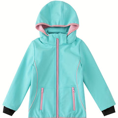 Girl's Soft Shell Hooded Jacket for Outdoor Adventures
