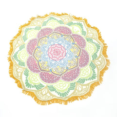 Lotus Figure Yoga Mat & Beach Towel in Yellow & Turquoise