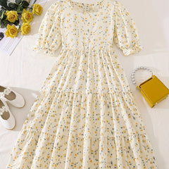 Girls' Ditsy Floral Tunic Dress for School Party