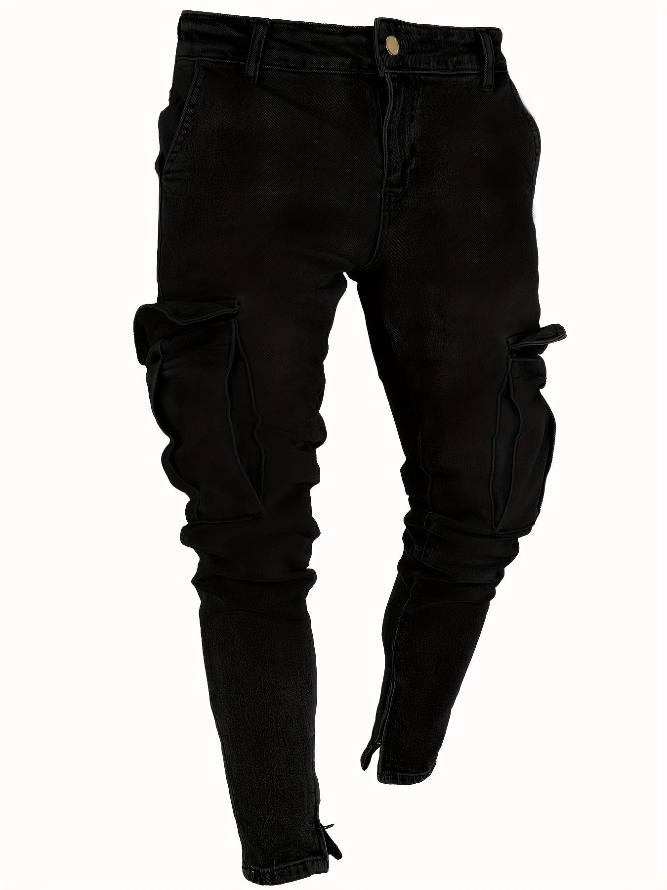 Men's Skinny Fit Cargo Pants with Flap Pocket