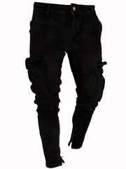 Men's Skinny Fit Cargo Pants with Flap Pocket