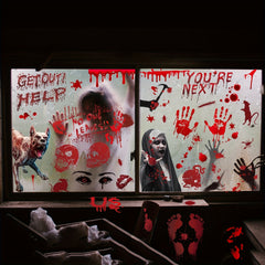 Halloween Blood Print Electrostatic Stickers - Horror Skull Toilet Window Decals