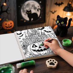 Halloween Adult Coloring Book 20x20cm Spiral Horror Creatures Pumpkin