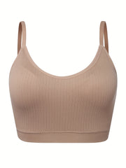 Plus Size Wireless Ribbed Sports Bra - Comfortable Breathable Bralette