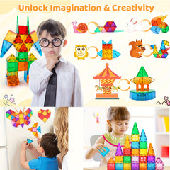 Magnetic Tiles Building Blocks Toys For Kids 3-8 Years Old