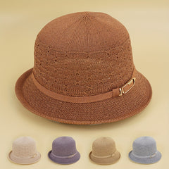 French Crochet Bucket Hat Solid Women Fedora Cap Sun Hat