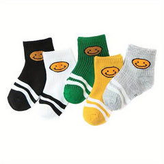 Kids Smile Face Print Socks for Spring Autumn